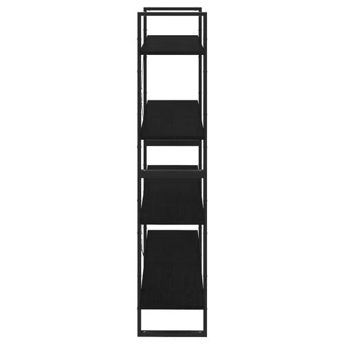 Bogreol med 4 hylder 100x30x140 cm massivt fyrretræ sort