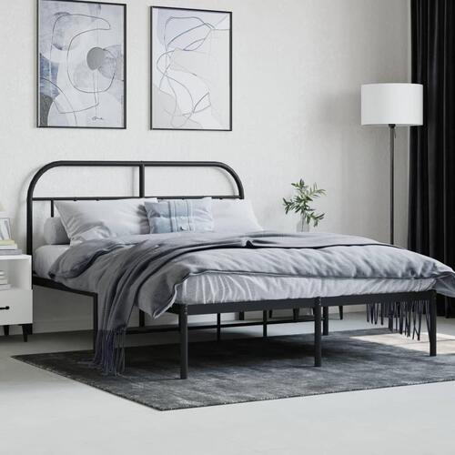 Sengeramme med sengegavl 140x200 cm metal sort