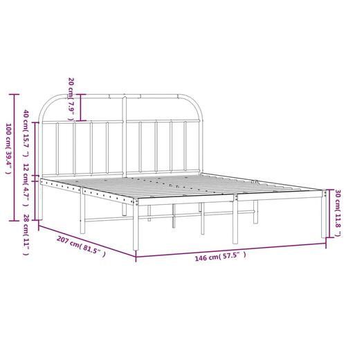 Sengeramme med sengegavl 140x200 cm metal sort