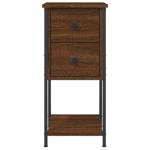 Sengeborde 2 stk. 32x42x70 cm konstrueret træ brunt egetræ