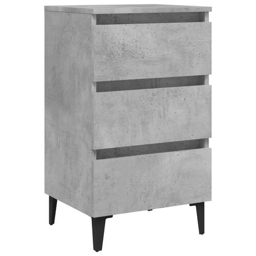 Sengeskab m. metalben 40x35x69 cm betongrå