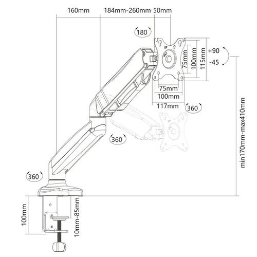 Skærmholder Montis ELBRUS MT014 Sort 32" 13"