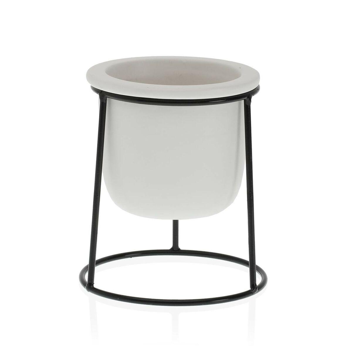 Urtepotte Versa Hvid Metal Keramik Plastik Firkantet Minimalistisk 10,5 x 14,5 x 10,5 cm