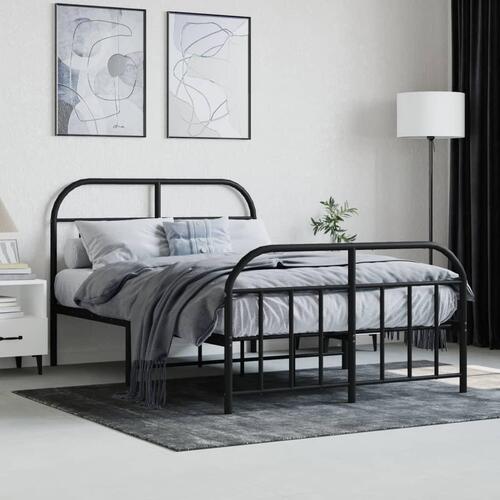 Sengeramme med sengegavl og fodgærde 120x190 cm metal sort