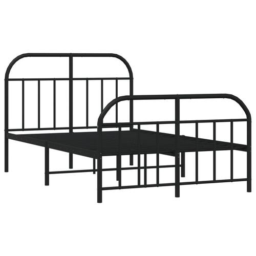 Sengeramme med sengegavl og fodgærde 120x190 cm metal sort