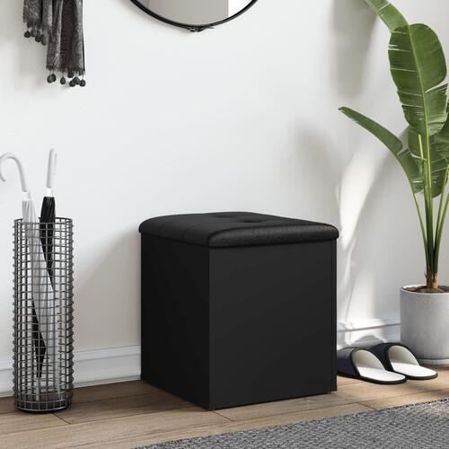 Opbevaringsbænk 42x42x45 cm konstrueret træ sort