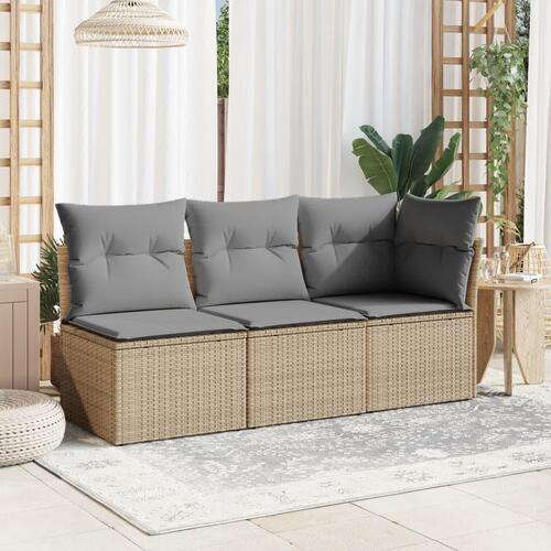 Hjørnemodul til havesofa med hynder polyrattan beige