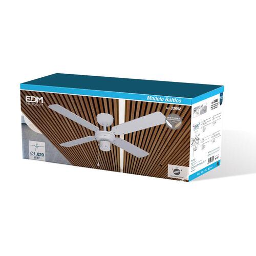 Loftsventilator EDM 33802 Báltico Hvid 50 W ø 102 cm