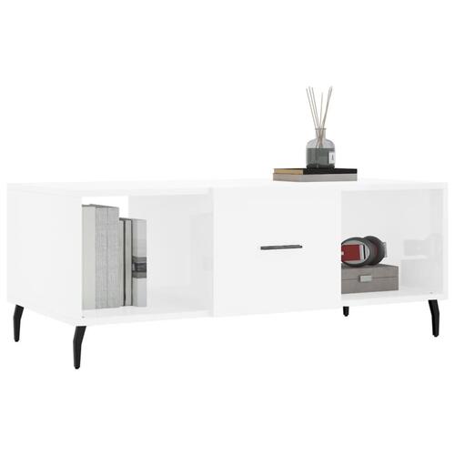 Sofabord 102x50x40 cm konstrueret træ hvid højglans