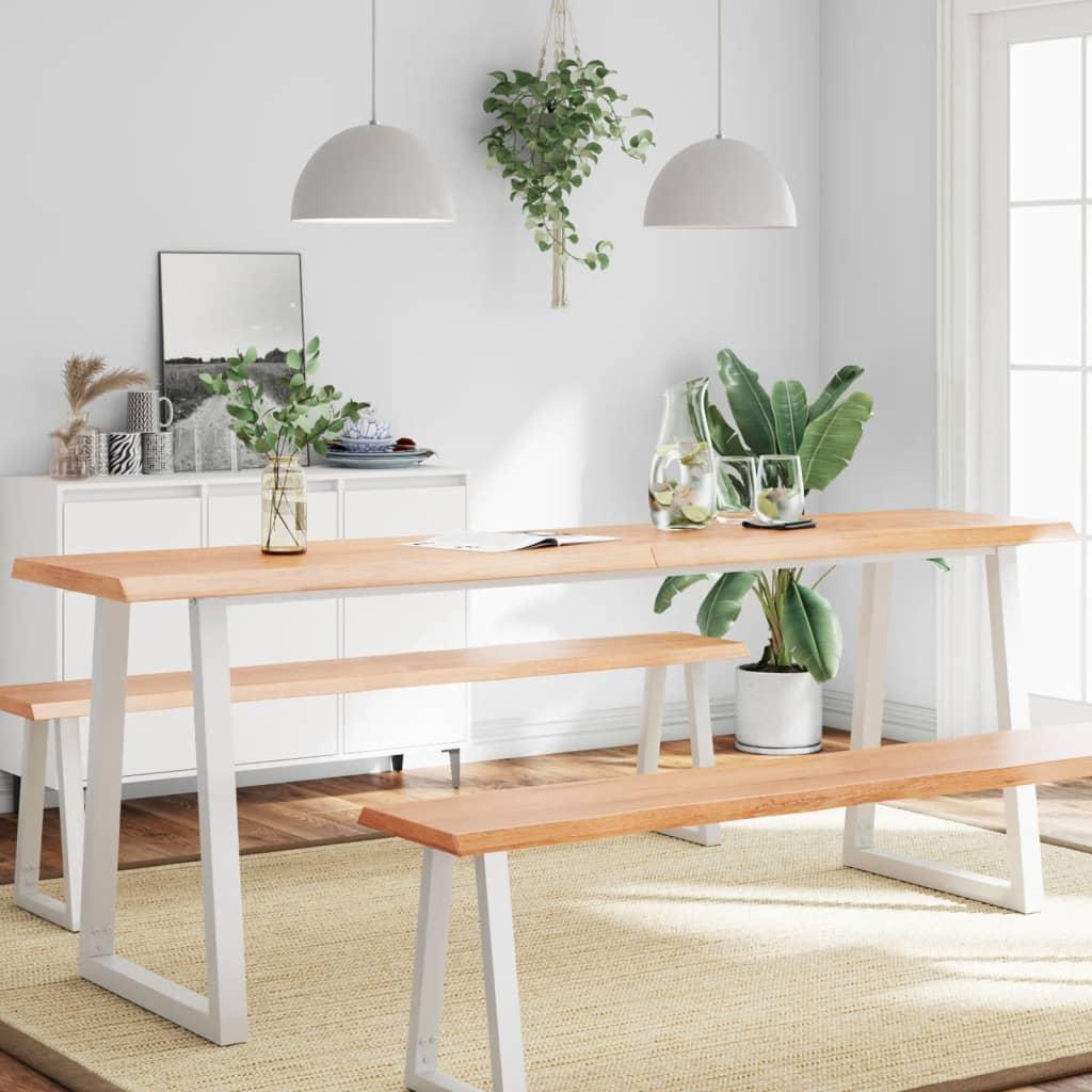 Bordplade 200x50x(2-6) cm naturlig kant behandlet træ lysebrun