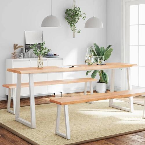 Bordplade 200x50x(2-6) cm naturlig kant behandlet træ lysebrun