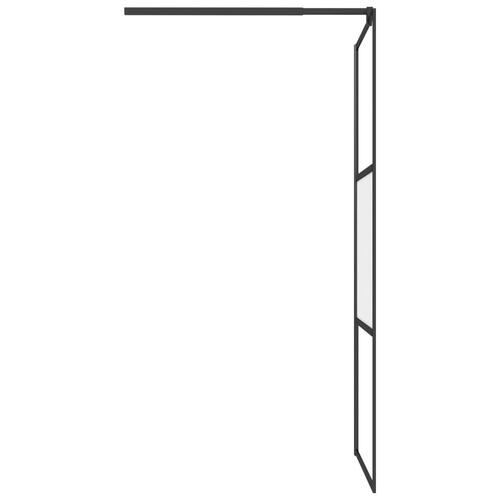 Brusevæg med hylde 100x195 cm sikkerhedsglas og aluminium sort