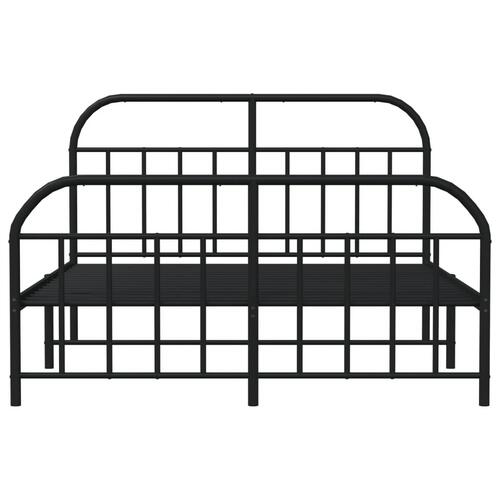Sengeramme med sengegavl og fodgærde 140x190 cm metal sort