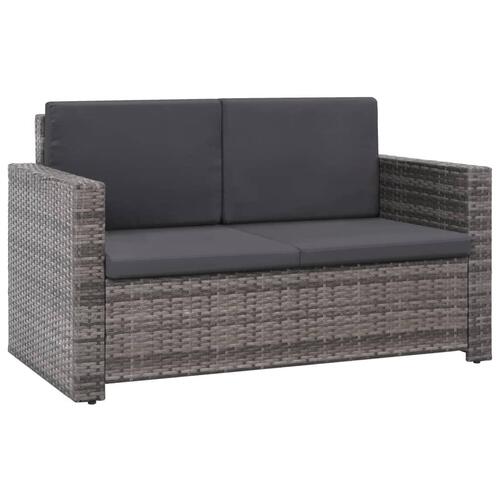 Loungesæt til haven 2 dele med hynder polyrattan grå
