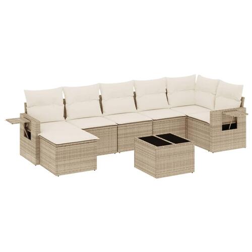 Sofasæt til haven 8 dele med hynder polyrattan beige
