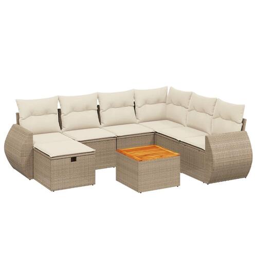 Sofasæt til haven 8 dele med hynder polyrattan beige