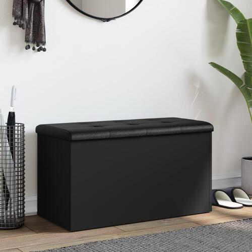 Opbevaringsbænk 82x42x45 cm konstrueret træ sort