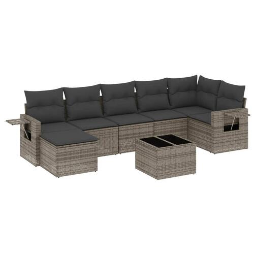 Sofasæt til haven 8 dele med hynder polyrattan grå