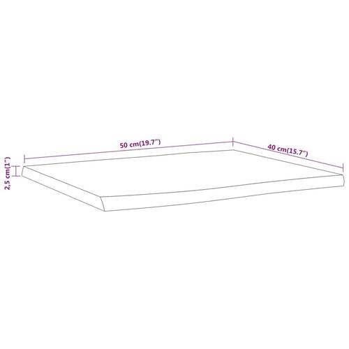 Bordplade 50x40x2,5 cm rektangulær massivt akacietræ