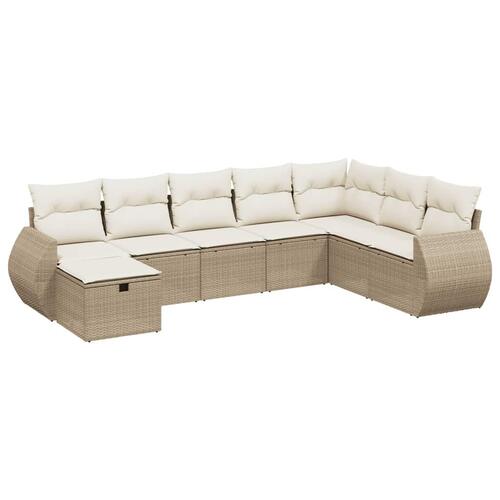 Sofasæt til haven 8 dele med hynder polyrattan beige