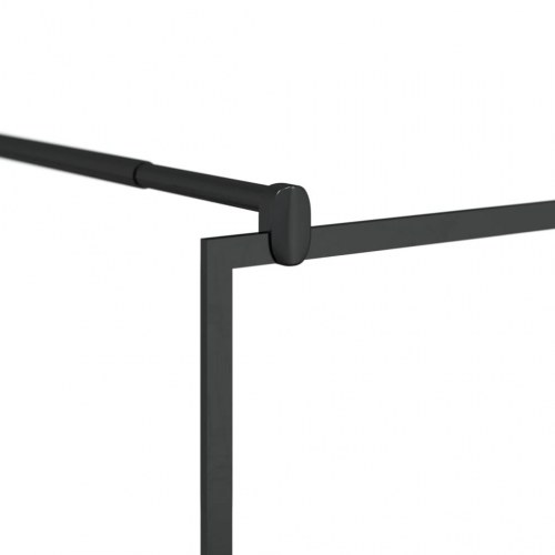 Brusevæg med hylde 100x195 cm sikkerhedsglas og aluminium sort