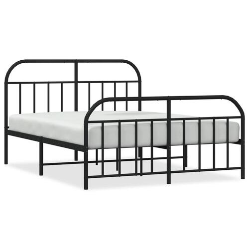 Sengeramme med sengegavl og fodgærde 135x190 cm metal sort