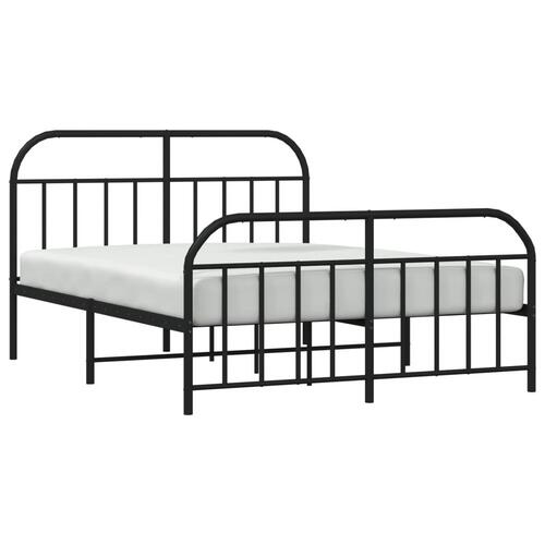 Sengeramme med sengegavl og fodgærde 135x190 cm metal sort
