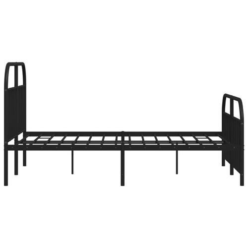 Sengeramme med sengegavl og fodgærde 135x190 cm metal sort