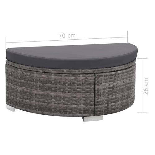 Haveloungesæt 8 dele med hynder polyrattan grå