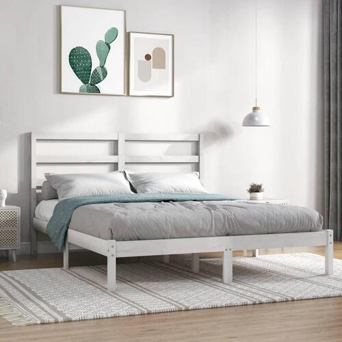 Sengeramme uden madras 140x190 cm massivt fyrretræ hvid