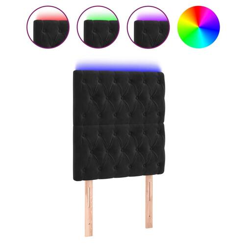 Sengegavl med LED-lys 80x7x118/128 cm fløjl sort