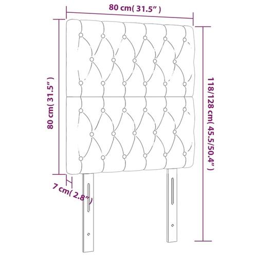 Sengegavl med LED-lys 80x7x118/128 cm fløjl sort