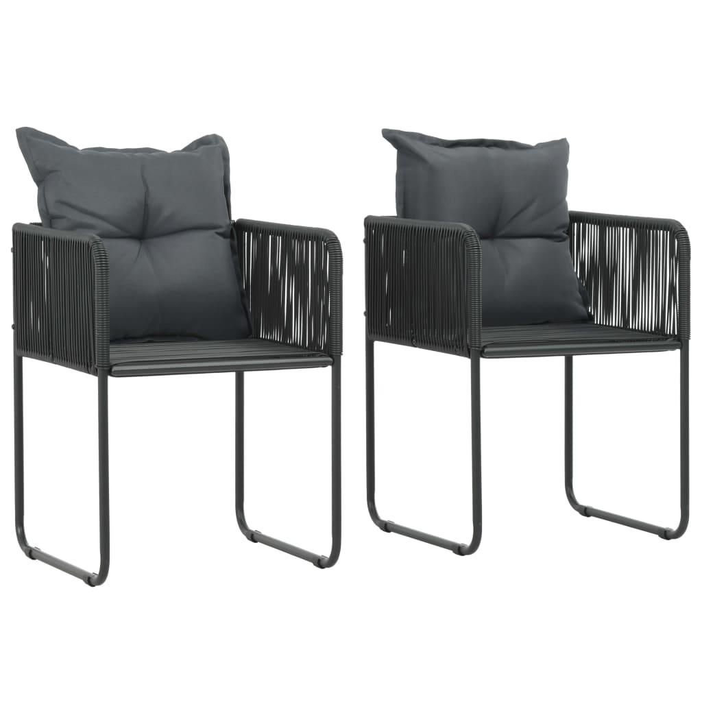 Havestole 2 stk. med puder polyrattan sort