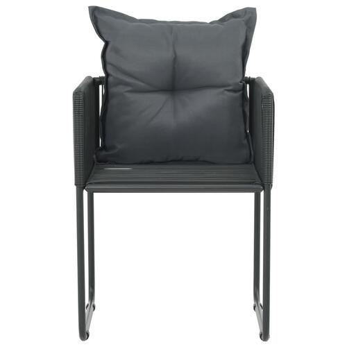 Havestole 2 stk. med puder polyrattan sort