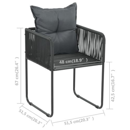 Havestole 2 stk. med puder polyrattan sort