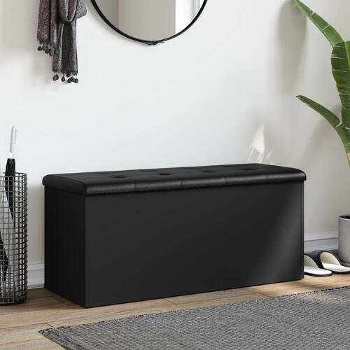 Opbevaringsbænk 102x42x45 cm konstrueret træ sort