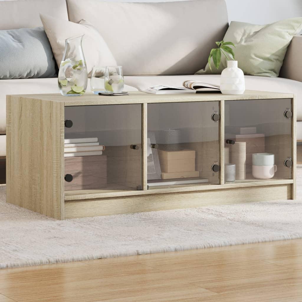 Sofabord med glaslåger 102x50x42 cm sonoma-eg