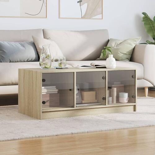 Sofabord med glaslåger 102x50x42 cm sonoma-eg