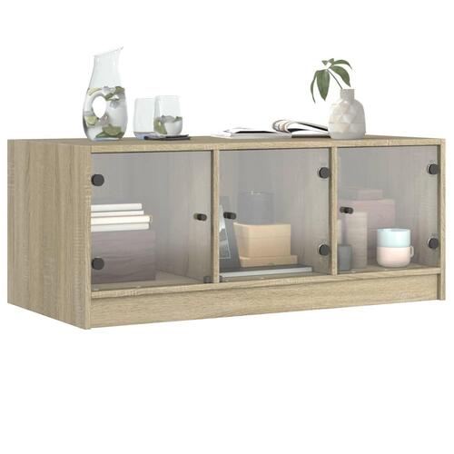 Sofabord med glaslåger 102x50x42 cm sonoma-eg