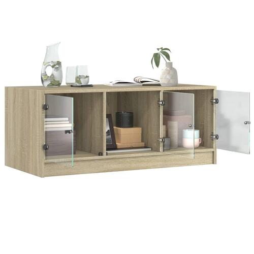 Sofabord med glaslåger 102x50x42 cm sonoma-eg