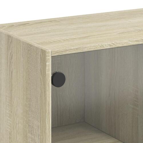 Sofabord med glaslåger 102x50x42 cm sonoma-eg