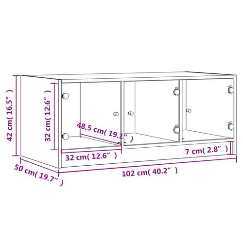 Sofabord med glaslåger 102x50x42 cm sonoma-eg