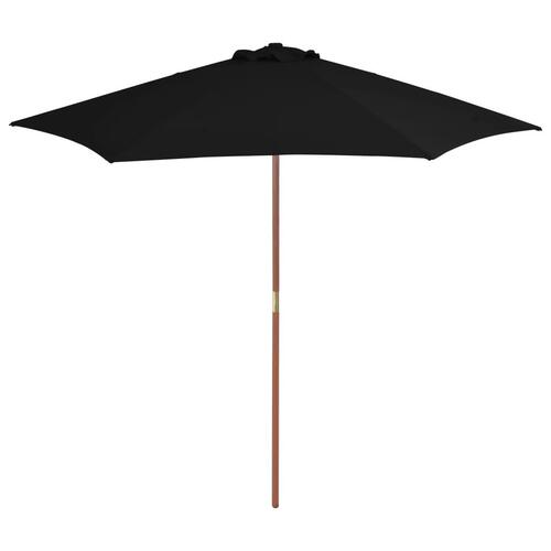 Parasol med træstang 270 cm sort