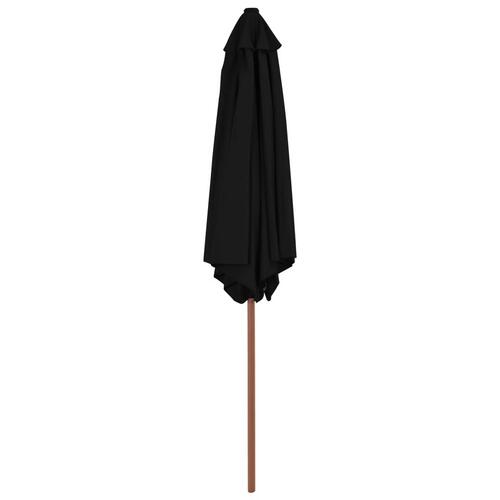 Parasol med træstang 270 cm sort