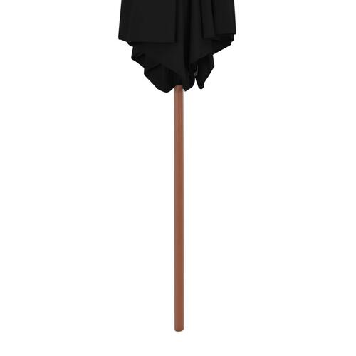 Parasol med træstang 270 cm sort