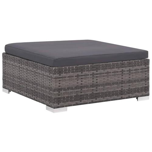Haveloungesæt 6 dele med hynder polyrattan grå