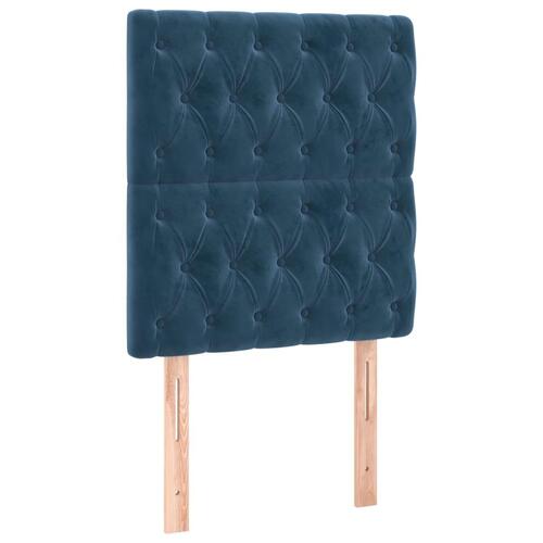 Sengegavl med LED-lys 80x7x118/128 cm fløjl mørkeblå