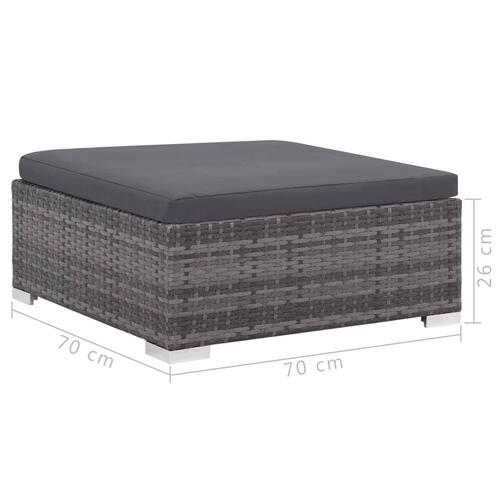 Haveloungesæt 6 dele med hynder polyrattan grå