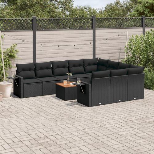 Sofasæt til haven 11 dele med hynder polyrattan sort