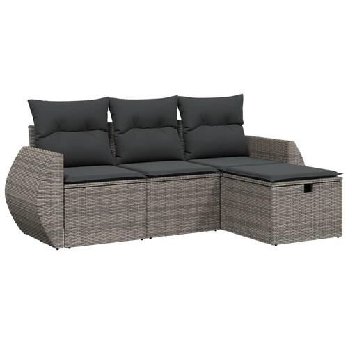 Sofasæt til haven 4 dele med hynder polyrattan grå